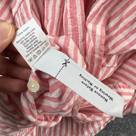 Madewell Button Up Shirt Adult Medium Women Top Pink White Stripe Lightweight - Picture 12 of 12